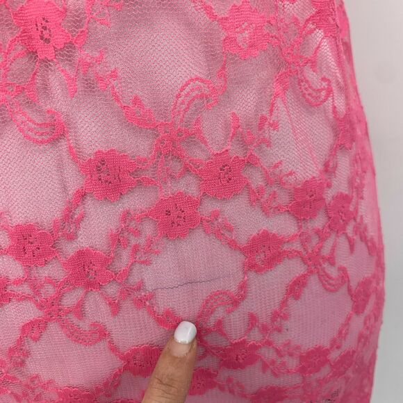 Seven 'Til Midnight Teddy Women's One Size See Through Pink Black Lace Chemise - Picture 7 of 11